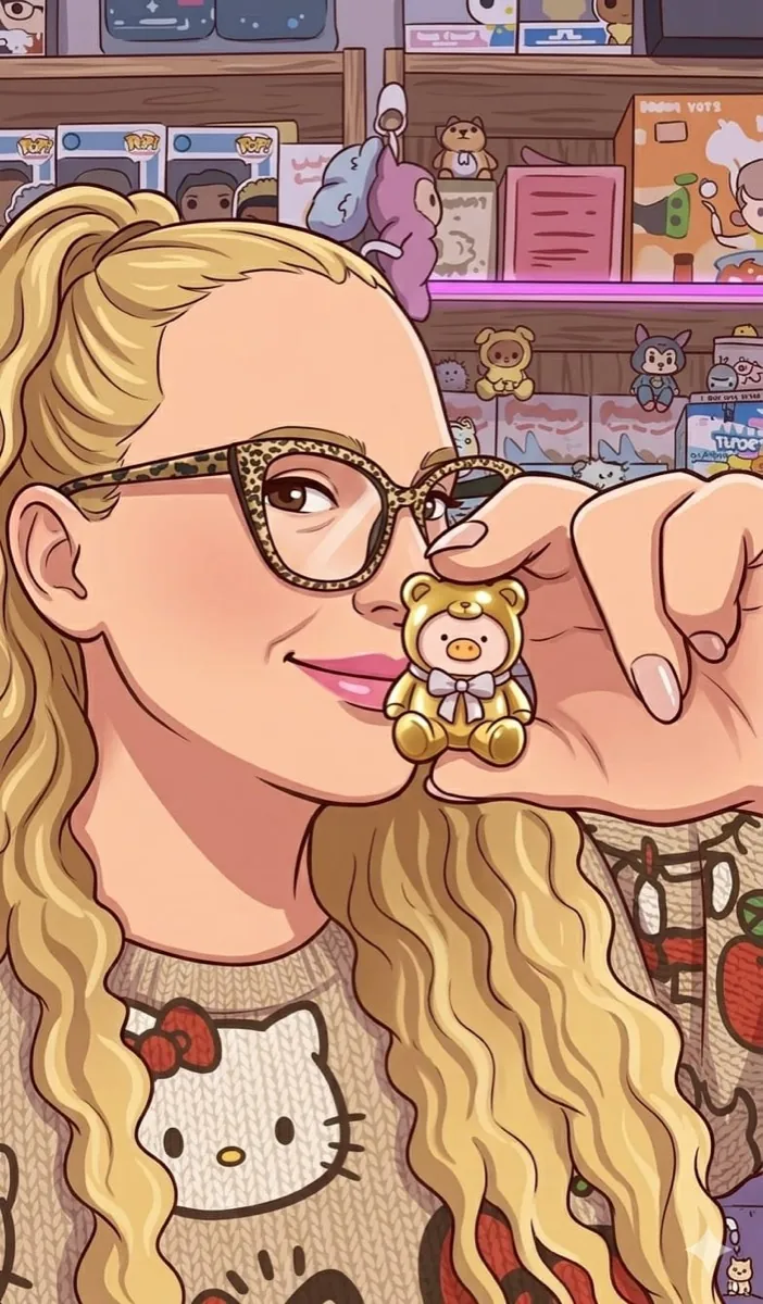 Illustrazione di Vittoria con una piccola figure da collezione